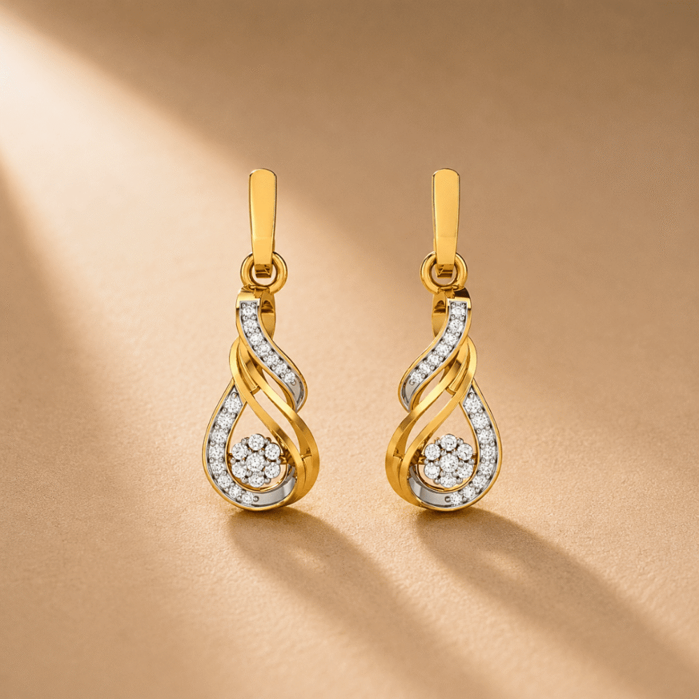 Floral Twist Lab-Grown Diamond Drop Earrings in 14k Gold