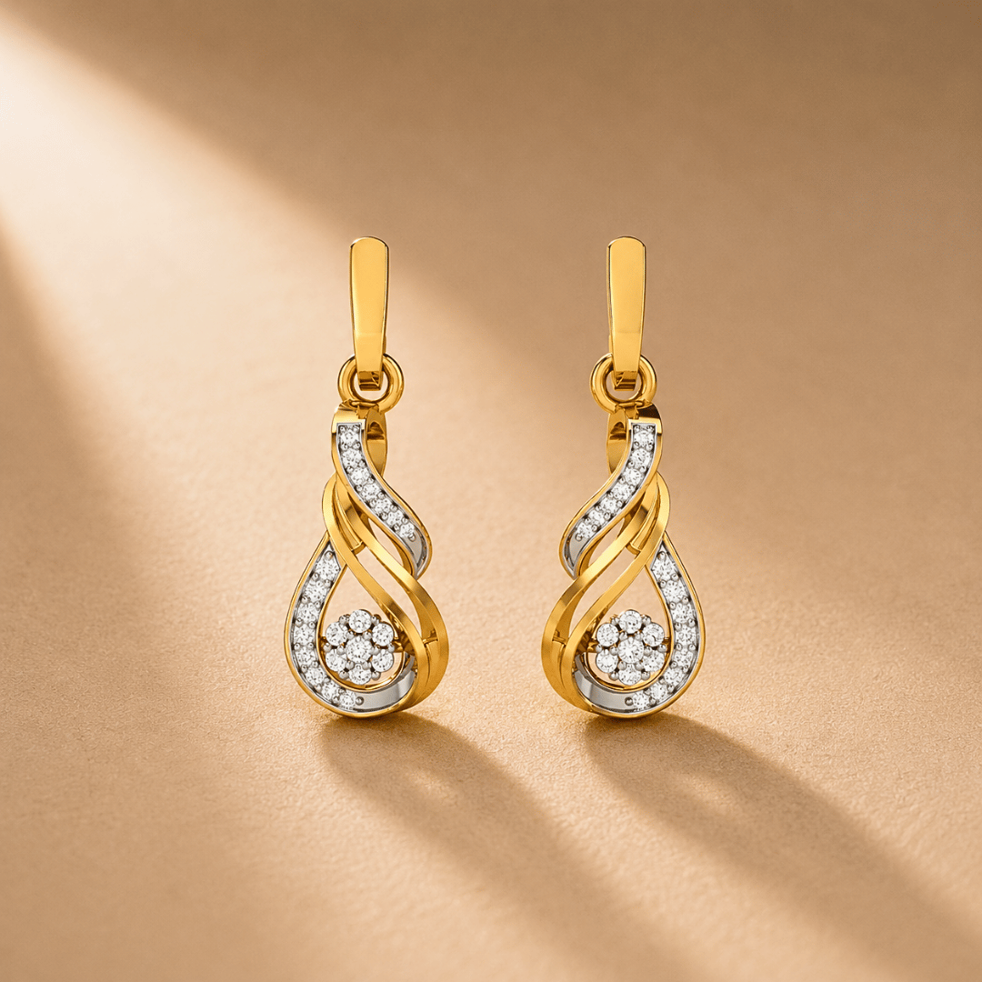 Floral Twist Diamond Drop Earrings