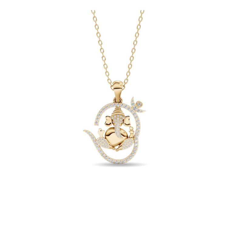 Om Ganesh Diamond Pendant with lab-grown diamonds – a perfect blend of spiritual beauty and modern style. Ideal for sacred everyday elegance.