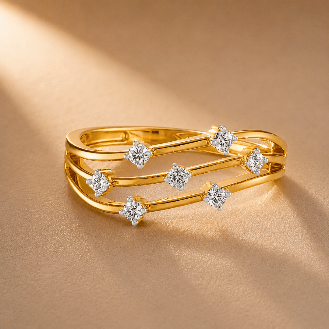 Trilune Triple-Layered Diamond Ring