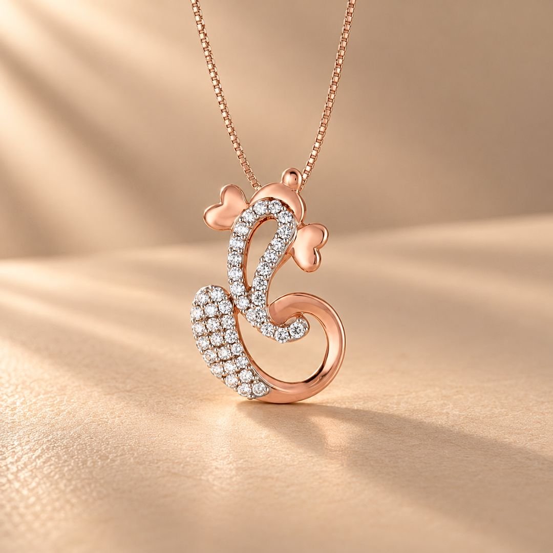 Abstract Ganesh Diamond Pendant