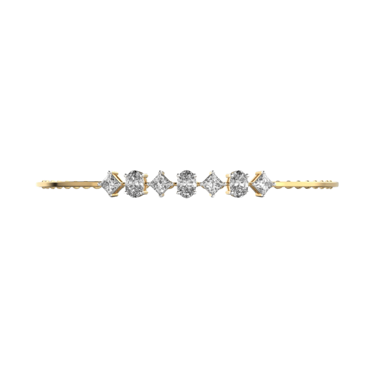 14K gold multi-shape lab-grown diamond bracelet