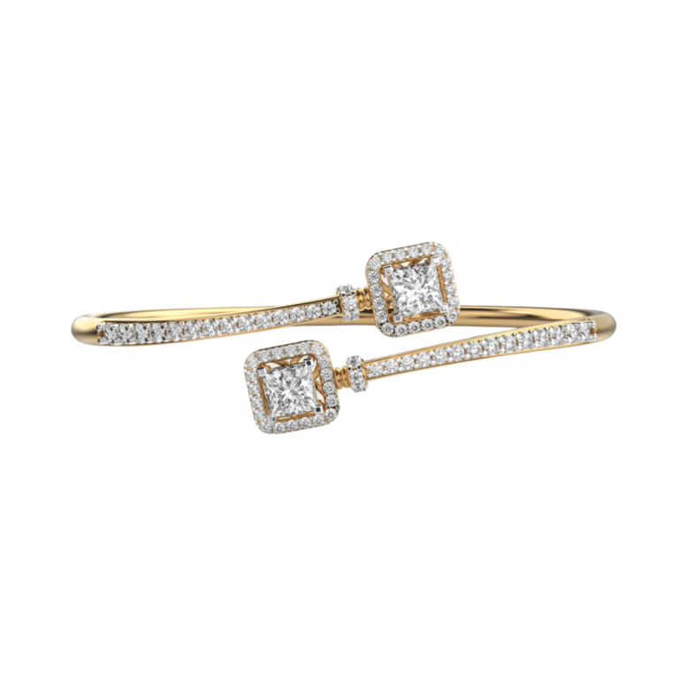 14K gold princess halo lab-grown diamond bracelet