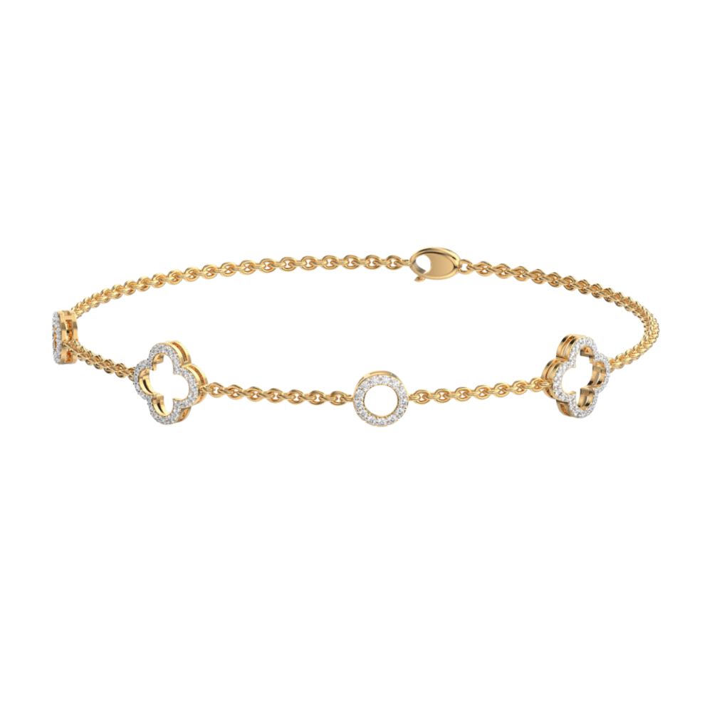 14K gold clover bracelet with lab-grown diamonds