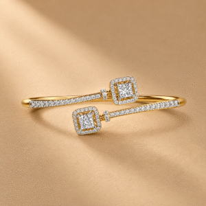 14K gold princess halo lab-grown diamond bracelet
