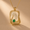 Emerald Bloom lab-grown diamond pendant with emerald gemstone crafted in BIS Hallmarked Gold by OSHA Jewels.