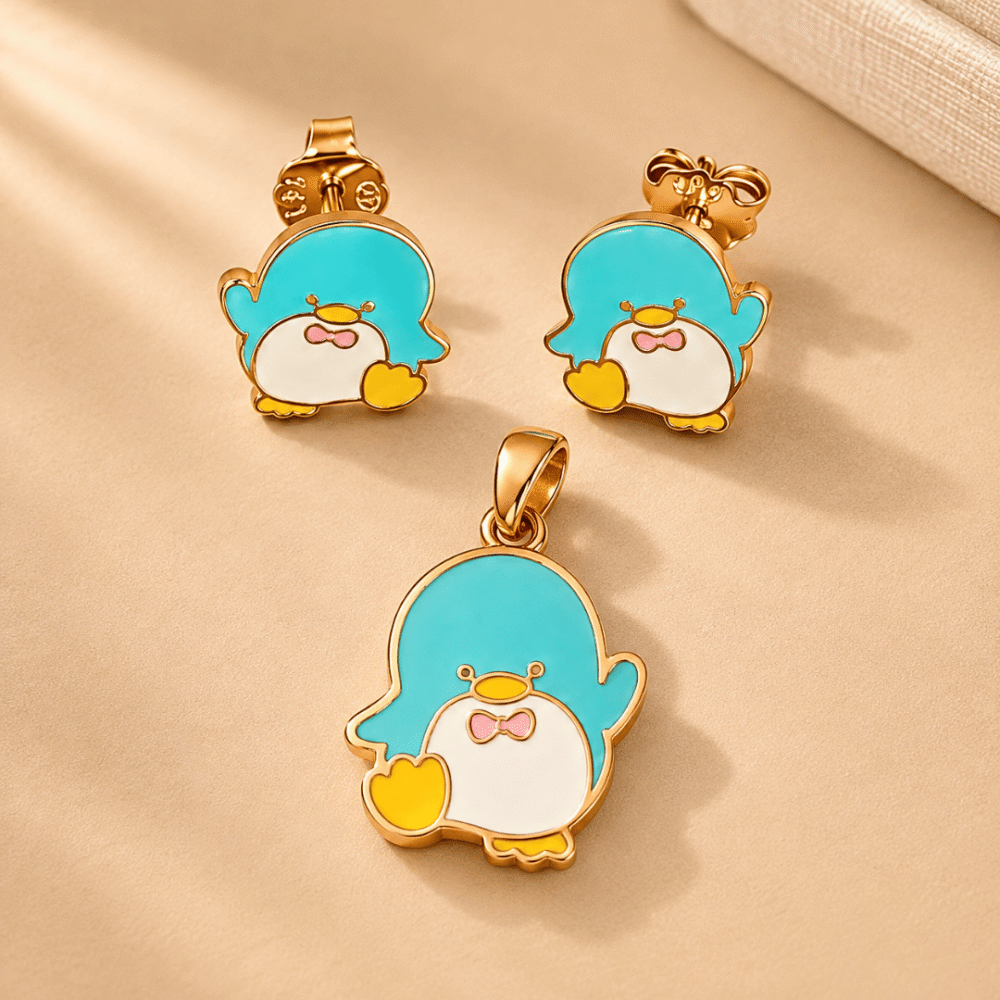 925 Silver Penguin Pendant Set