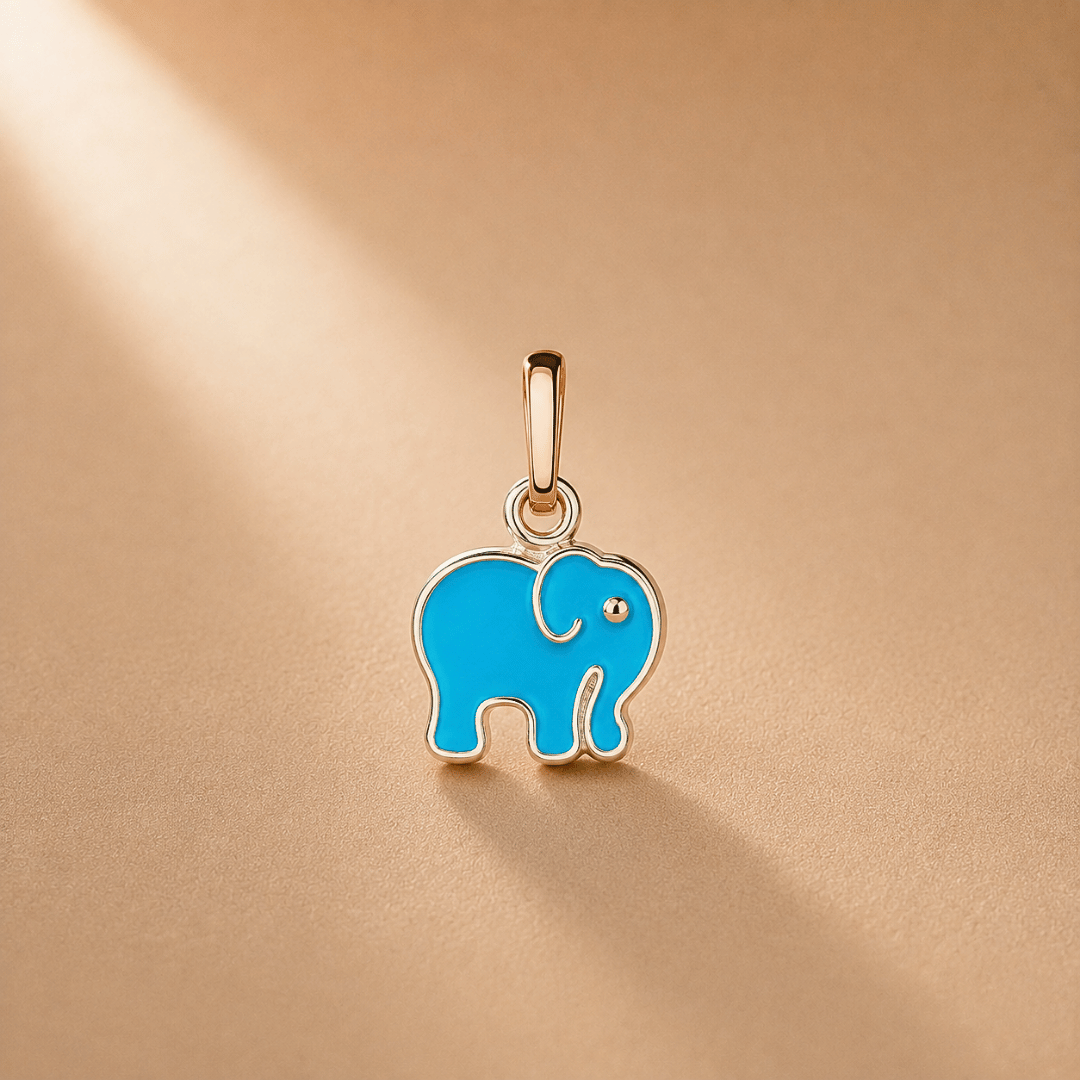 Blue Elephant Silver Enamel Pendant