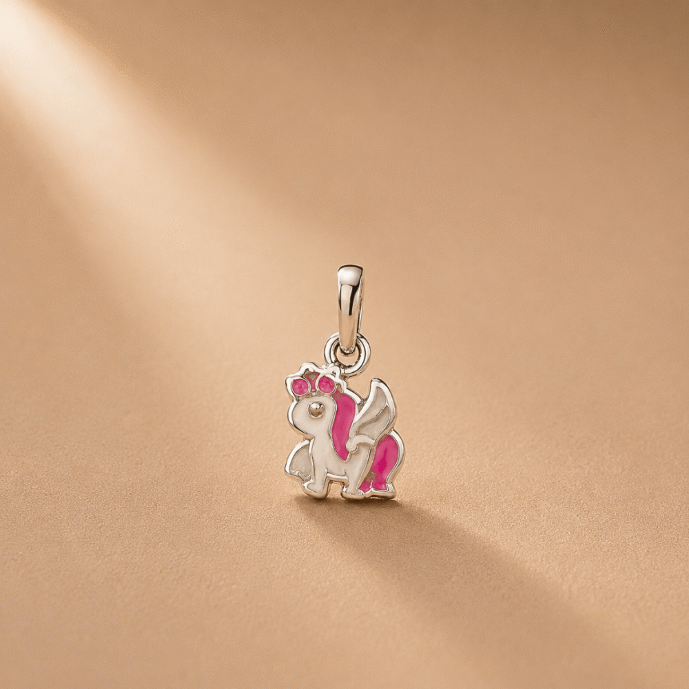 Pink unicorn silver pendant for kids