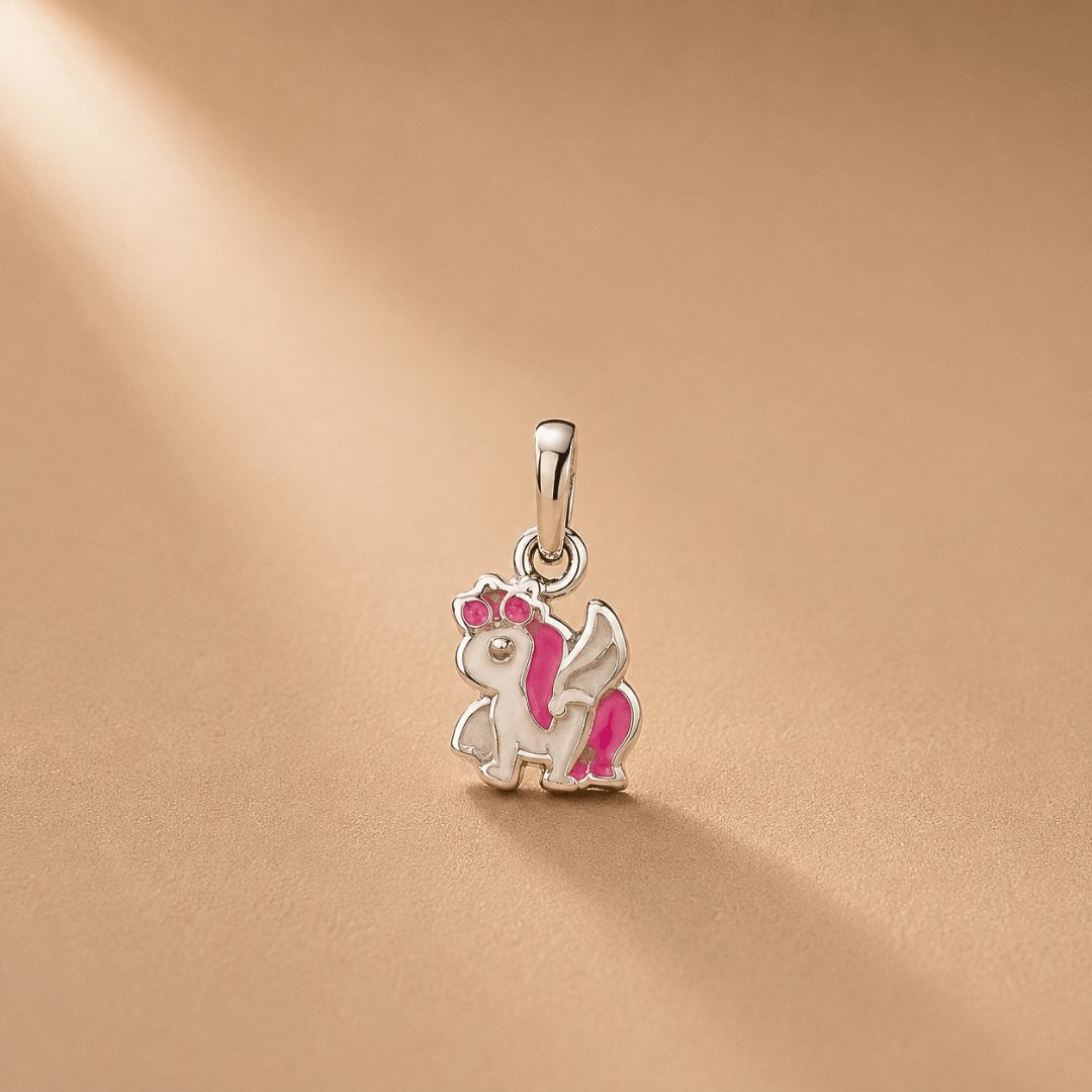 Pink Unicorn Silver Pendant